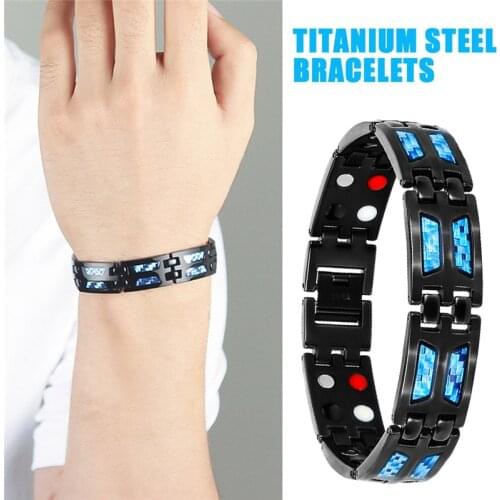 Double Row Negative ion Germanium Blue Slimming Bracelet for Man Titanium Carbon Fiber Bracelets Bangles Gift Drop Shipping