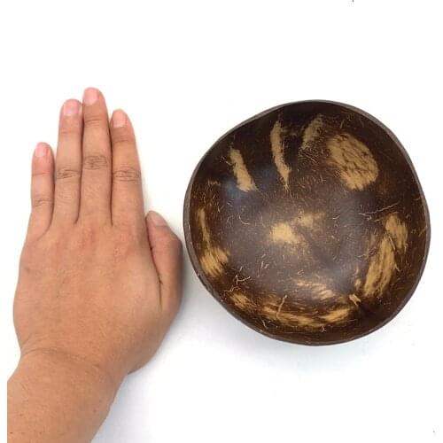 Natural coconut bowl set handmade coconut shell tableware wood spoon dessert fruit salad mixing bowl rice salad bowl 12-15cm