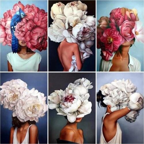 Evershine 5D Diamond Embroidery Sale Portrait Diamond Painting Full Drill Square Flower Diamond Mosaic Girl Rhinestones Pictures