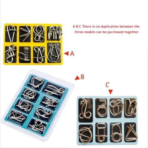 Puzzle Rings Nine Ring Interlocking Set Links Mini Size Kids Educational Toys Adult Children Board Game 8Pcs/Set