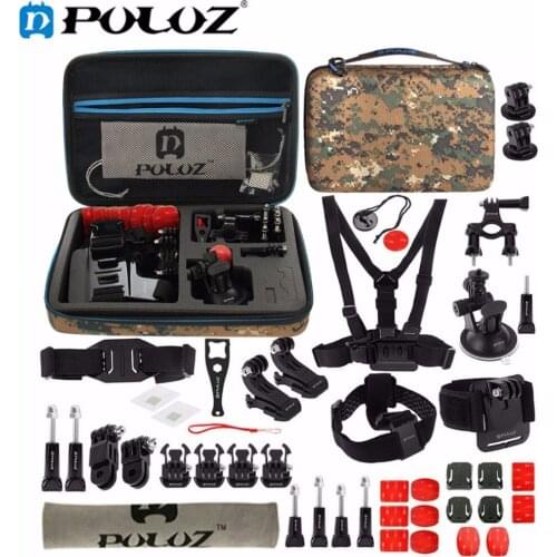 PULUZ For Go Pro Accessories 45 in 1 Ultimate Combo Kit W/ Camouflage EVA Case stocker for GoPro HERO5 HERO4 Session HERO 5 4 3