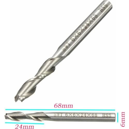 1Pcs 6mm 2 Flute HSS & Aluminium End Mill Cutter CNC Bit Milling Machinery tools Cutting tools Milling Machinery Cutting tools