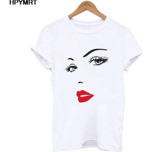 Cool girl Face Print Women T Shirts Harajuku Casual Aesthetic Tshirt Femme Graphic new Hipster Korean t-Shirts female clothing