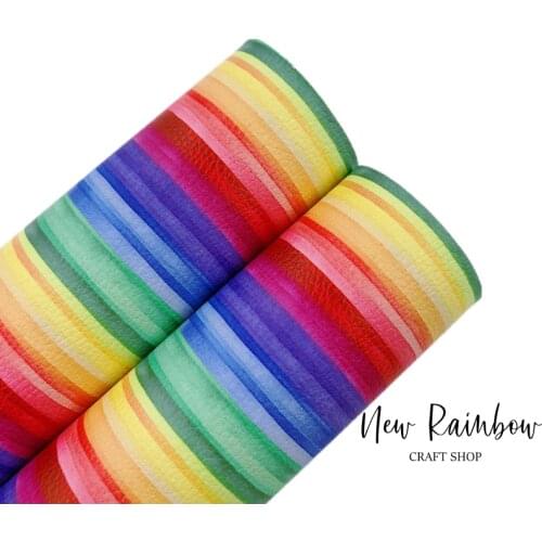 New Rainbow 22x30cm A4 Strong Rainbow Stripes Artisan Leatherette Sheet For Making Hairbows, Card Purse, Accessories, DIY Crafts