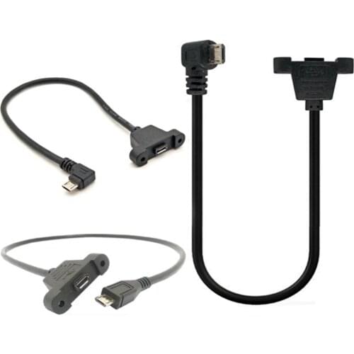 Micro USB Android female with screw hole fixed panel cable with ear 5pin male to female extension cable