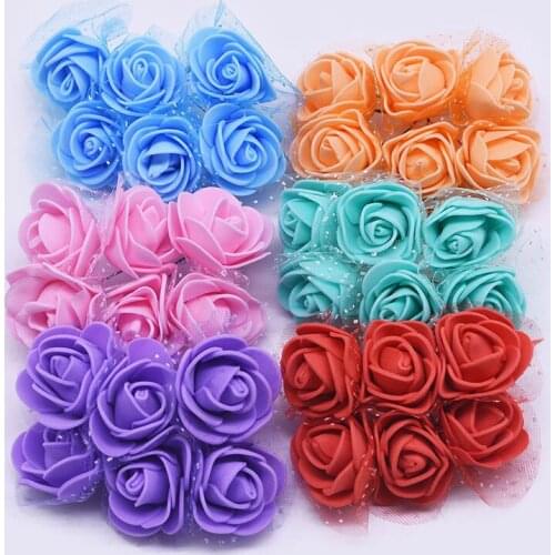 36 Pcs Mini PE Foam Silk Rose Artificial Flower Bouquet Multi Colors Wedding Flower Decoration Scrapbooking Wreath Fake Flowers