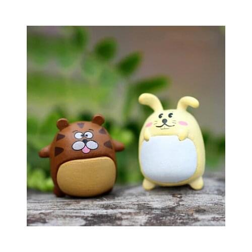 Mini Bear and Rabbit lovely Resin Craft Moss micro landscape home decor miniature fairy garden decoration accessories figurine