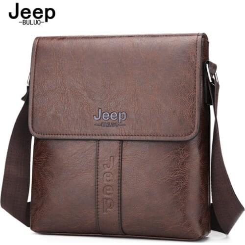 JEEP BULUO Casual Men Shoulder Bag Crossbody Bags High Quality Male Bag PU Leather Handbag Capacity Messenger Men Bags Tote Bag