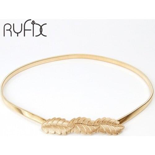 New design Vintage Skinny Elastic Women Belt Leaf Design Clasp Front Stretch Metal Waist Belt Cinturon Ceinture Femmer BL29