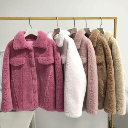 Real Fur Coat Women Vintage Autumn Winter Coat Women Short Korean Oversize Wool Jacket Abrigos Mujer Invierno 2020 YY672