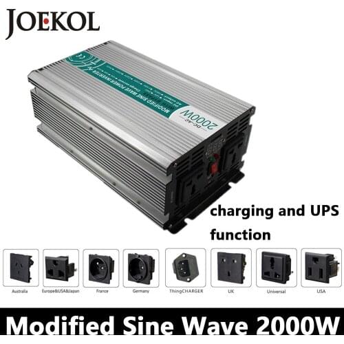 Full Power 2000W Modified Sine Wave Inverter,DC 12V/24V/48V To AC110V/220V,off Grid Solar Inverter With Battery Charger And UPS