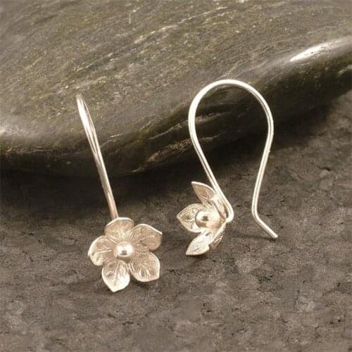 Simple Silver Color Flower Earrings for Women Wedding Party Earrings Romantic Female Earring Gifts Fashion Jewelry