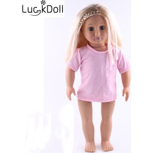 Luckdoll Pink Short Sleeve Tee Fits 18" American Doll and 43" American Doll, Best Holiday Gift