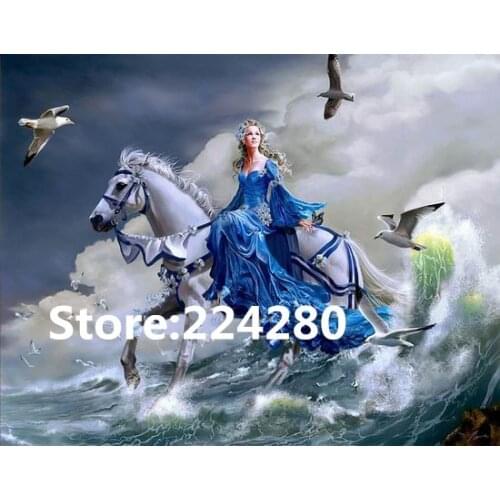 Needlework, Cross stitch,14CT Unprinted The girl on horseback people Embroidery kits Art Cross-Stitching,DIY Handmade decor