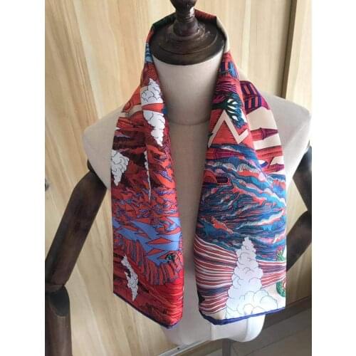 2019 new arrival fashion autumn winter classic elegant colorful 100% silk scarf 90*90 cm scarves wrap shawl for women lady DUBAI