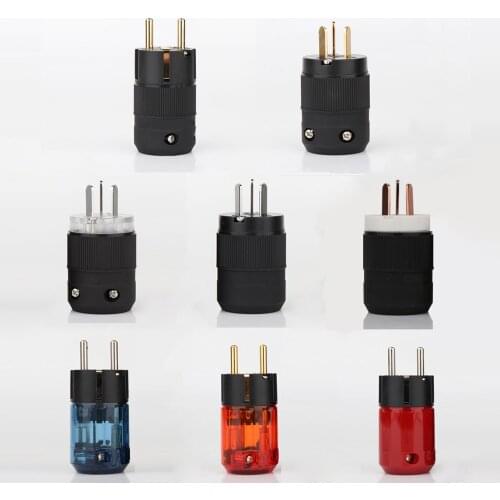 2PCS High End 24K Gold Plated/Rhodium Plated Schuko AC power plug+IEC power connector plug Clearance at the end of 2020