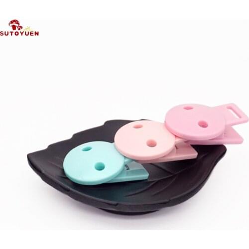 Sutoyuen 12pcs Plastic Pacifier Clips Round Baby Soothier Dummy Pacifier Holder Clip Charms For Baby Pacifier Chain Teether Toys