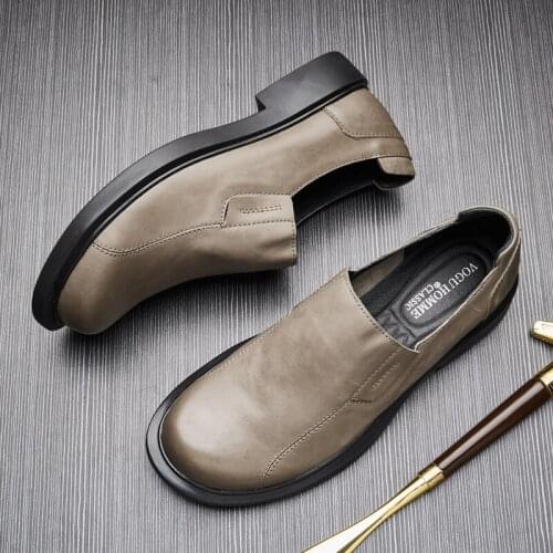 Korean Men Oxford Leather Dress Shoes Genuine Leather Suits Slip On Business Wedding Formal Italian Brand drive Lofers