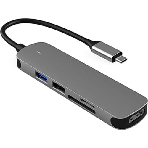 USB C HUB 5-In-1 Docking Station USB 3.0+HDMI-Compatible+TF for Computer Laptop Splitter USB HUB