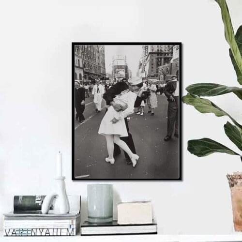 Vintage Art Black And White Victory Kiss Poster New York Canvas Painting Picture Print Home Wall Art Decoration