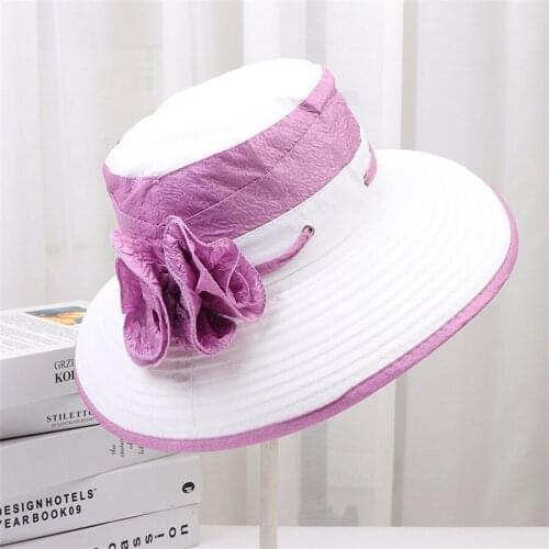 2021 New Summer Ladies Elegant Bucket Hat With Flower Fashion Women Leisure Beach Sun Cap Korea Wide Brim Folding Basin Hat