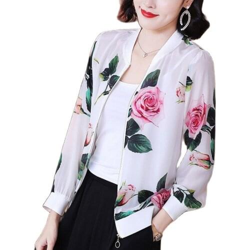 Chiffon Long-Sleeved Womens Jacket Middle-Aged Mother Anti-UV Ladies Coats Zipper Thin Summer Female Sun Protection Clothing