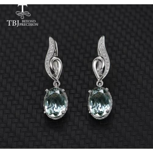 TBJ,Natural green amethyst oval 7*9mm earring gemstone 925 sterling silver fine jewelry simple design best Valentine for woman