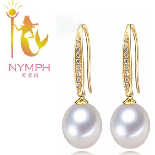 [NYMPH] Pearl Jewelry Pearl Earrings For Women Natural Fresh Water Pearl Drop Earrings Trendy For Party Fine Jewelry f[E111]