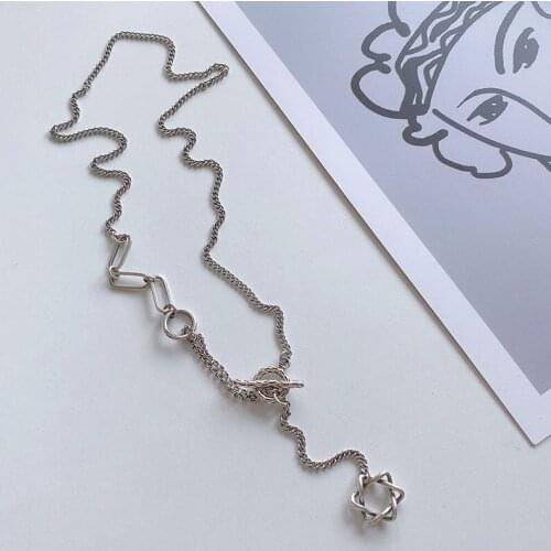 Vintage Six Pointed Star Necklace Simple Personality Clavicle Chain Jewelry For Women Feature Namour Charm Gift All Seasons