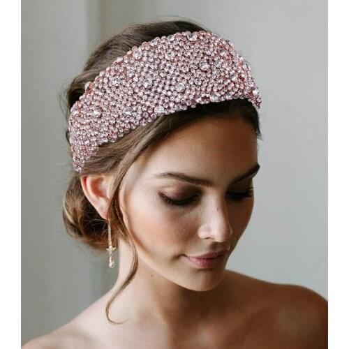 ZMHP363-RG Bride Fashion Hair Accessories with Rhinestone and Crystal Wedding Bachelorette Party Prom Woman Headdress Girl Tiara