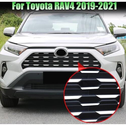1 Set Front Grille Trim Garnish Cover Stickers For Toyota RAV4 RAV 4 2019 2020 2021 Stainless Steel Car Styling For 2021 RAV4