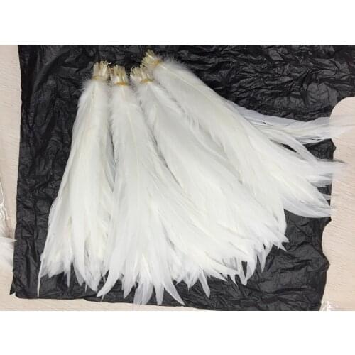100pcs Snow white rooster tail Feathers DIY chicken tail cock plumes