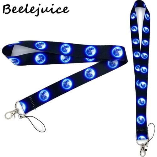 24pcs Full Moon Earth Night Sky Space Light Lanyard for Keys Phone Cool Neck Strap Camera Whistle ID Badge Cute webbings ribbons