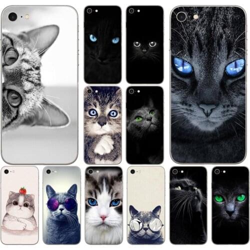 280DD kawaii Anime Black Cat Staring Eyes Soft Silicone Cover Case for iphone 5 5s se 6 6s 8 plus 7 7 Plus X XS SR MAX case