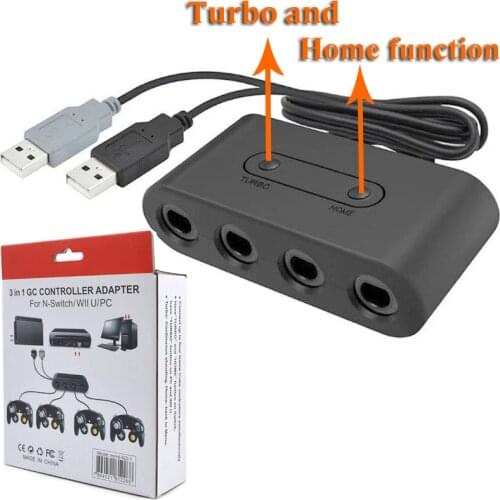 4 Port For GC GameCube Controller Converter Adapter For Nintend Wii U Switch PC USB Adapter With Home Turbo Function 2019