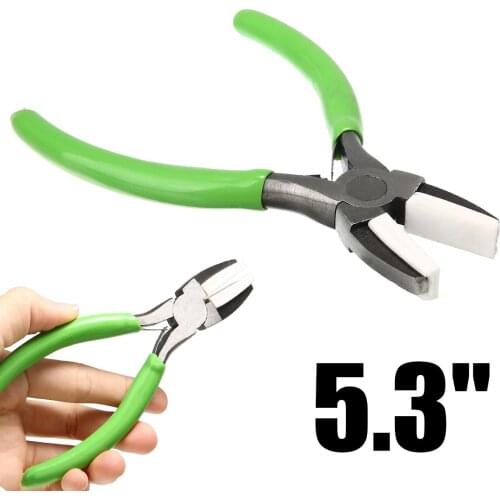 5.3" Flat Nose Plier Strong Carbon Steel White Plastic Jaw Flat Nose Pliers for Handmade Jewelry Making Hand Tools 135mm