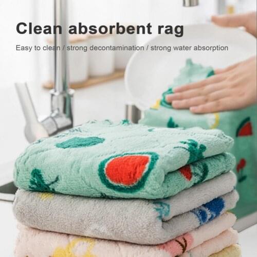 5Pcs Practical Kitchen Dish Cloth 27*16/25*25 Thicken Velvet Cleaning Cloth Rag Water Absorbent Washing Cleaning Towel Dishcloth