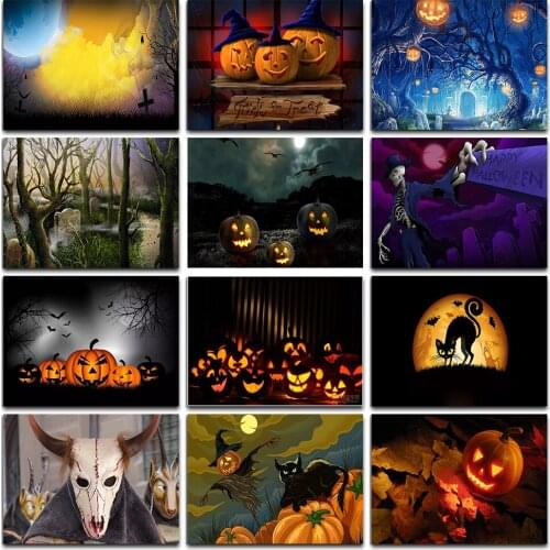 5D Diamond Painting Halloween Full Square/Round Diamond Scenery Embroidery Mosaic Cross Stitch Rhinestone Halloween Home Decor