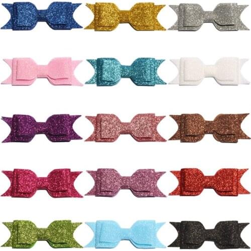 10PCS 9.5cm Newborn Three Layers Glitter Gold Powder Hair Bows for Hair Clips Handmade Shiny Hairbows for Girls Hair Accessories