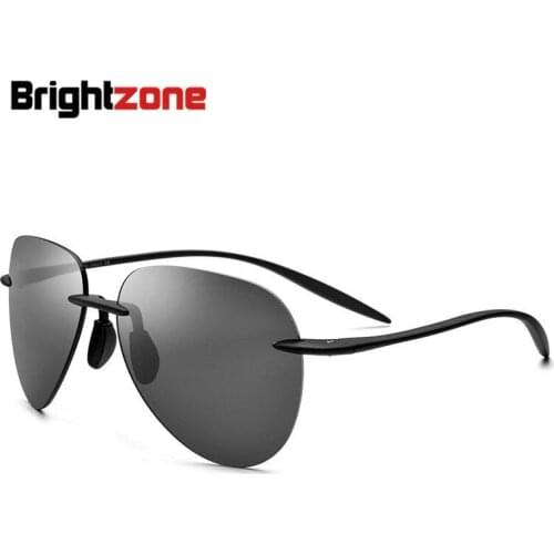 Brightzone 2018 New Clear Polarized Light Retro Vintage Rimless Sunglasses Men Fishing Sun Glasses Round Mirror Clout Goggles