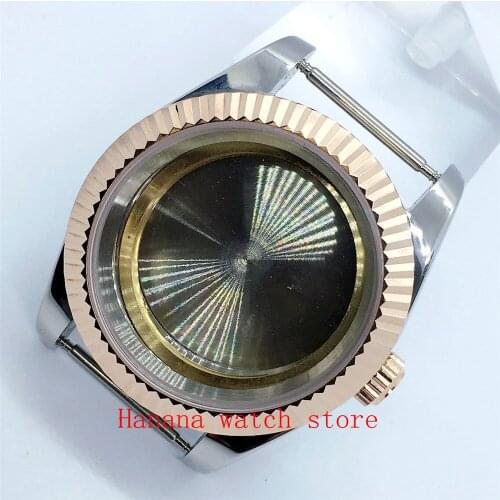 Stainless Steel 39mm Watch Case Rose Gold Coated Sapphire Glass Fit ETA 2836 MIYOTA Movement