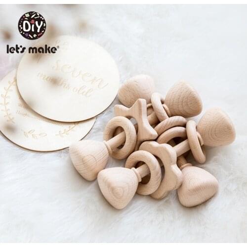 LetS Make 1pc Cone Type Beech Wooden Baby Rattle Baby Rattles Crib Mobiles Wood Infant Bpa Free Baby Teether Toys Baby Rattle