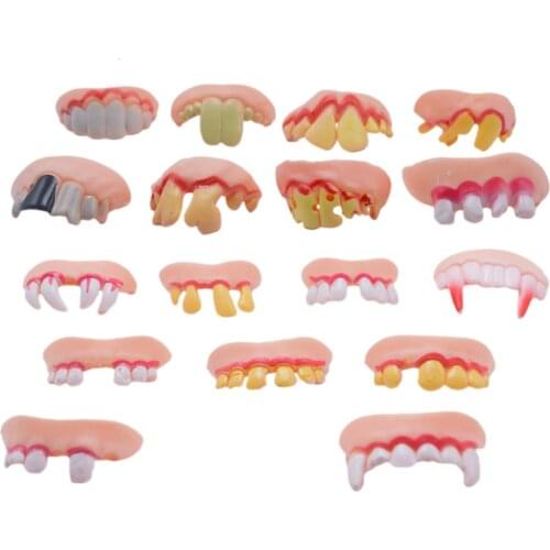 Hot Sale 8Pcs Funny Gift Costume Party Ugly Gag Fake Teeth FunnyFreaky Front Teeth Comfortable Wearing Party Game Accessory