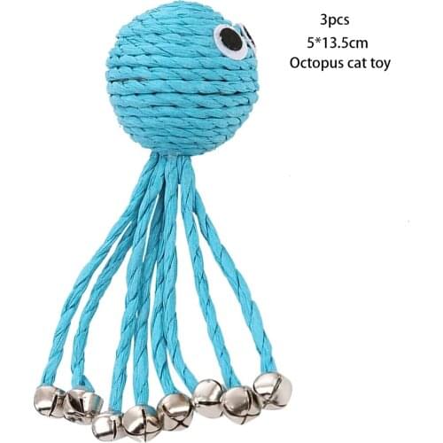 3pcs Kitten Toy Octopus Woven By Paper Paper Rope Funny Toys For Cats With Bell Interactive Cat Toy Stress Reliever Pet Supplies