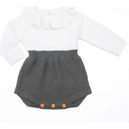 Winter Autumn Newborn Kid Baby Girl Long Sleeve knitting Romper Patchwork Jumpsuit Clothes Sunsuit Outfit
