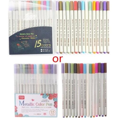 H05B 10/12/15/20/30 Colors Metallic Micron Pen Detailed Metal Paint Maker DIY Album Paper Drawing School Supplies