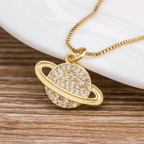 Fashion CZ Planet Earth Pendant Necklace Women Party & Wedding Time Gem Sweater Chain Necklace Jewelry Best Birthday Gift