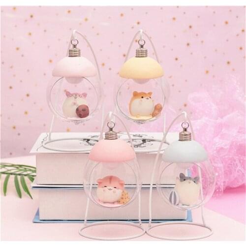 Cartoon Night Light Cute Little Hamster Bedroom Bedside Light Home Decorations Hanging Basket Lights Students Girl Birthday Gift