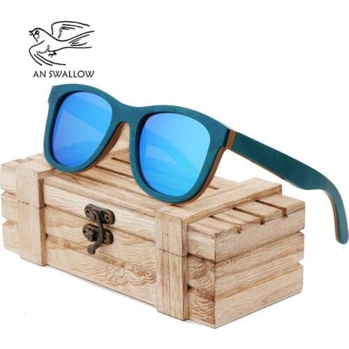 AN SWALLOW BRAND DESIGN Men Sun Glasses Bamboo Sunglasses Wooden Frame Vintage Sunglasses Polarized Lens Gafas Oculos de sol