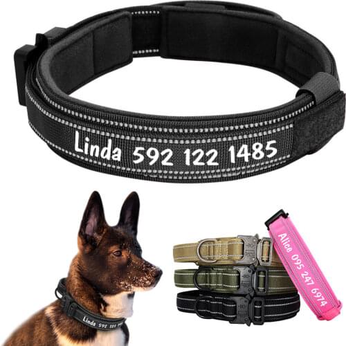 Nylon Military Dog Collar for Large Dogs Tactical Pet Collar Custom Personalzied Dog Name Phone No.Collar for German Shepard